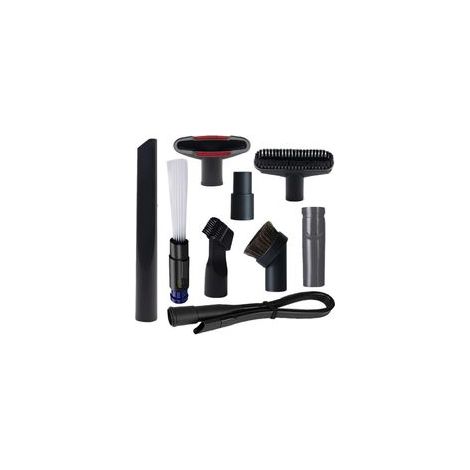 Lot de 9 brosses pour aspirateur d'atelier avec adaptateur de tuyau d'aspirateur de 1 1/4'' à 1 3/8'' et adaptateur pour Dyson V6, kit de brosses pour accessoires de nettoyage ménager