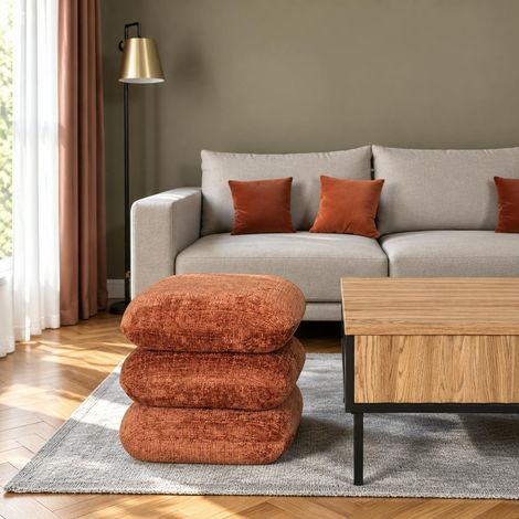 Pouf pivotant terracotta effet coussins empilés IENA (1/5)