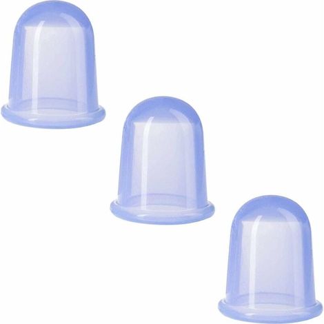 Set di 3 ventose tradizionali in silicone, per massaggiare il dolore, blu