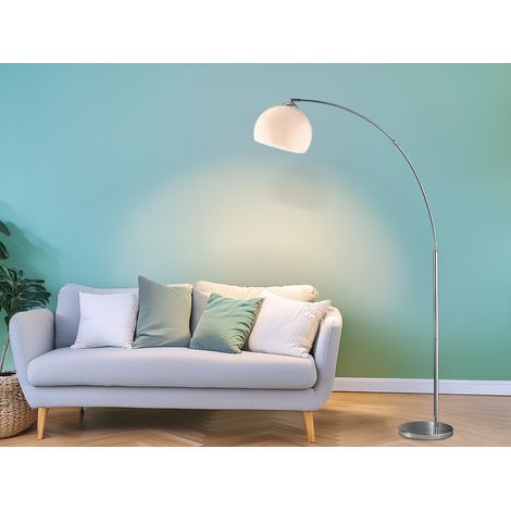 Bogenlampe Designklassiker BRASILIA Silber Chrom mit Acrylschirm, Höhe 180cm (1/5)