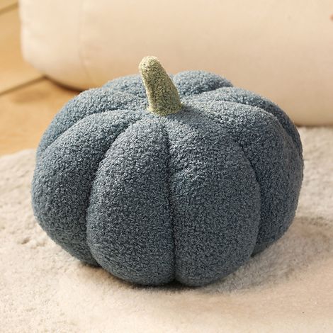 Blaues Kürbis-Plüschkissen 23 x 23 x 14 cm, 1 kurzes Plüsch-Sofakissen, Halloween-Dekoration (1/5)