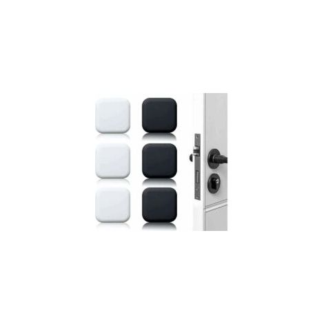 Butoirs de porte muraux blancs/noirs 45 mm x 45 mm, lot de 6, butoirs de porte en caoutchouc auto-adhésifs, butoirs de poignée de porte - Crezuo (1/4)