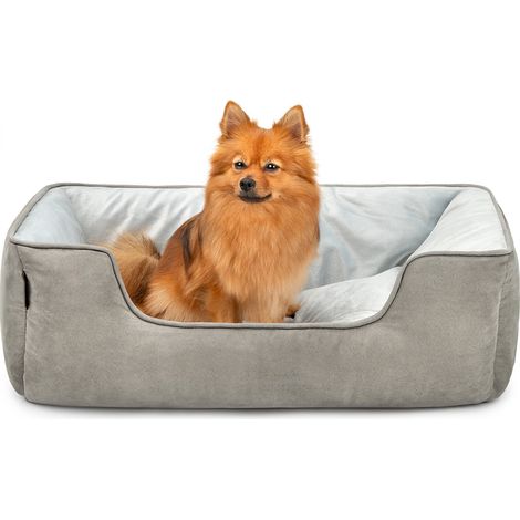 lionto Hundebett – 2-in-1 Wendekörbchen, weich gepolstert & pflegeleicht, mit tiefem Einstieg, 80x60 cm, hellgrau/dunkelgrau