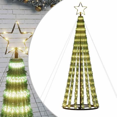 Un sapin de Noël à LED, équipé de 275 lumières LED blanc chaud, d'une hauteur de 180 cm. (1/5)