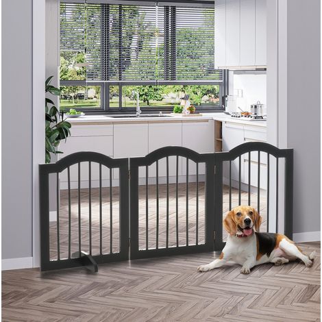Barrière pour chien pliante 3 panneaux avec pieds, 154,5 x 61 cm, noire DESVIAE (1/5)