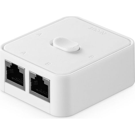 Commutateur réseau Gigabit, sélecteur Ethernet passif, entrée/sortie vers réseau A ou B, commutateur manuel bidirectionnel, aucune alimentation nécessaire (blanc) (1/5)