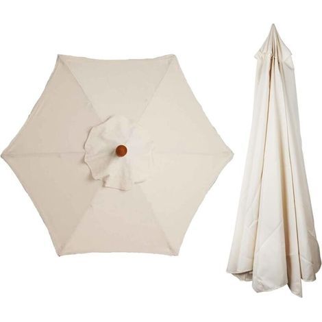 Housse de parasol 3m – 6 baleines – Imperméable polyester double couche – Anti-UV et respirante – Pour cadres en bois, acier, aluminium (1/5)