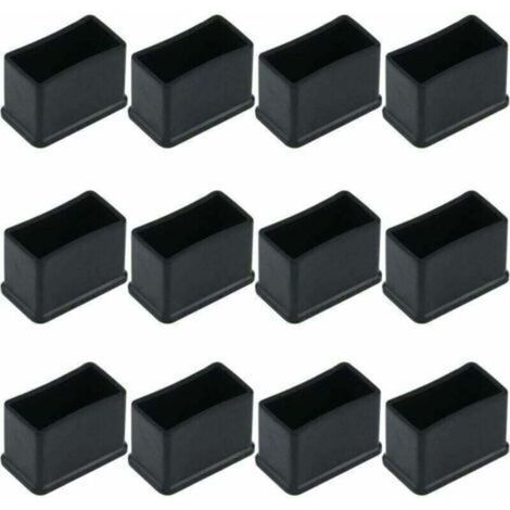 Lot de 12 Embouts de Protection Rectangulaires en Feutre de Caoutchouc pour Pieds de Table ou de Chaise - Noir, 15 x 30 mm.-INHHUB