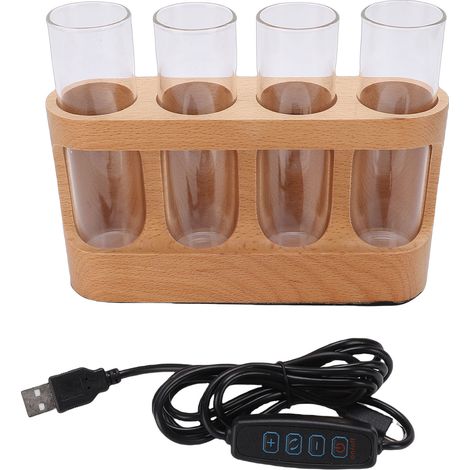 Station propagation plantes support bois 9 niveaux LED – 4 tubes verre vases maison déco, jardin (1/5)