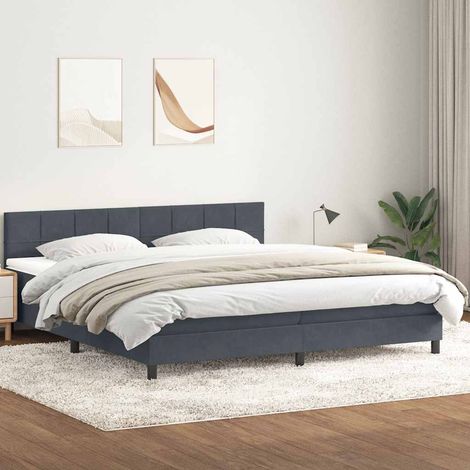 Boxspringbett mit Matratze Dunkelgrau 180x210 cm Samt