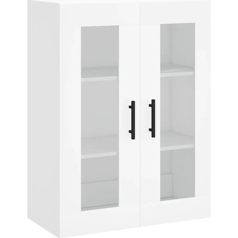 Pratico mobile contenitore a parete di design 69,5 x 34 x 90 cm legno bianco 020048641