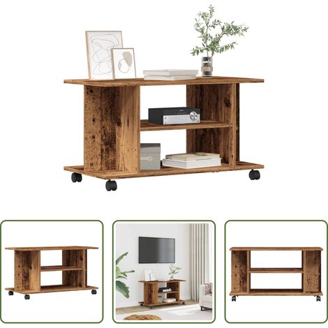Holzwerkstoff - TV-Regal mit Rollen Altholz-Optik 80x40x45 cm Holzwerkstoff (1/5)