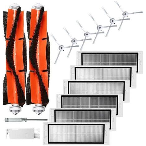FENOPLASTICAFOREHILL Kit accessoires pour Xiaomi Roborock S50 /S51 /S55 /S5 Max /S6 /S60 /S65 /S6 Pure /S6 MaxV, Pièces de Rechange 2 Brosse Principale, 6 Hepa Filtre, 6 Brosses Latérale (1/5)