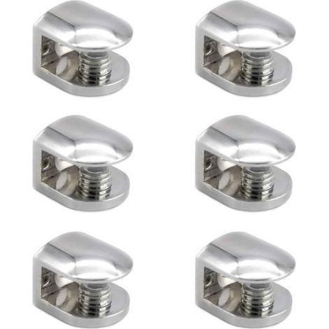 6Pcs Pince à Verre Pince Support en Alliage de Zinc Fixations Réglable Support pour Tablettes en Verre de 6-10 mm d'épaisseur (1/4)