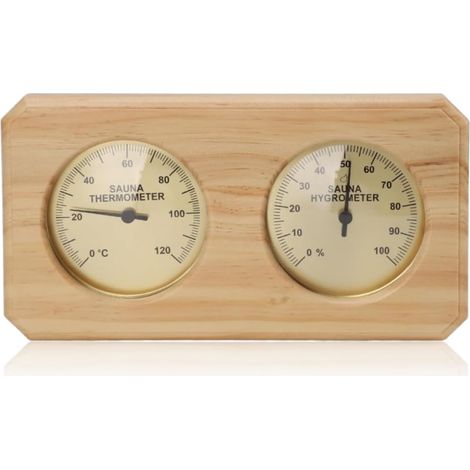 Thermomètre et hygromètre de Sauna 2 en 1, Mesure de la température de l'humidité en Bois, thermomètre intérieur, jauge d'humidité pour Salle de Sauna (1/5)