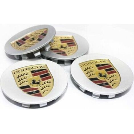 75MM 4-pack Porsche Silver Centre Cap (Single) (1/2)