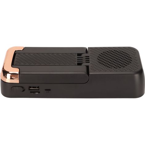 Support de téléphone avec haut-parleur Bluetooth antidérapant, support stéréo HD pour téléphone portable et tablettes, haut-parleur sans fil noir (1/5)