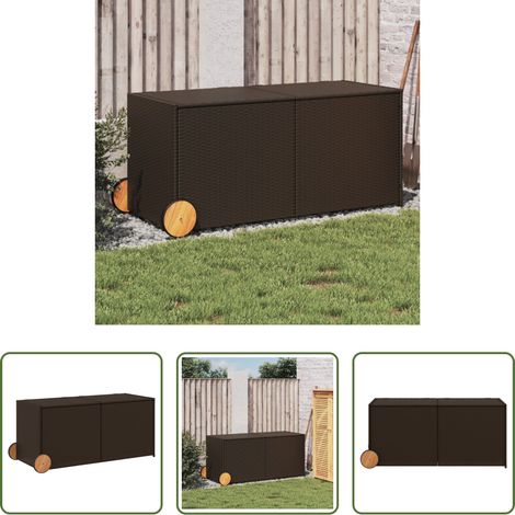 Gartentruhe - Gartentruhe mit Rollen Braun 283L Poly Rattan (1/5)