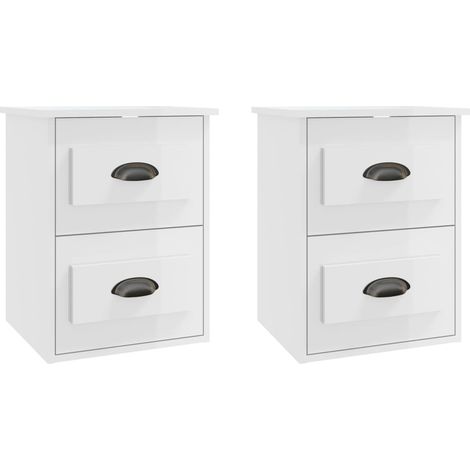 Set di 2 comodini da parete con cassetti 41,5 x 36 x 53 cm in legno ingegnerizzato bianco DEC036032