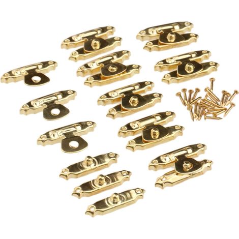 Lot von 10 vintage geprägten Verschlüssen, 26x15 mm, für Schmuckkästchen. (1/5)
