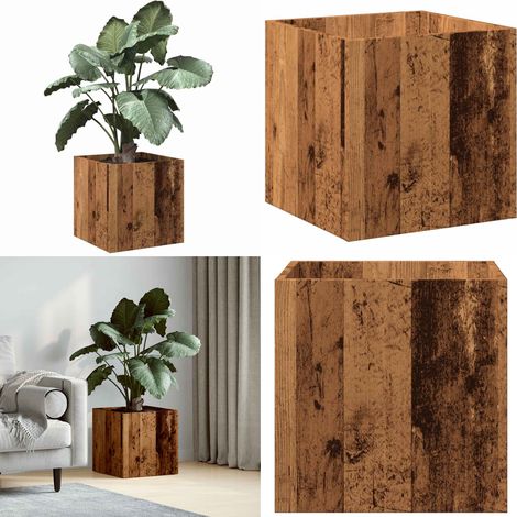 vidaXL Jardinière vieux bois 40x40x40 cm bois d'ingénierie (1/5)