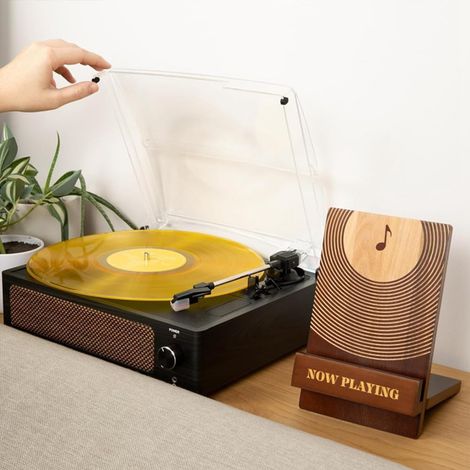 Support vinyles en bois - présentoir disques vintage - exposition albums LP (1/5)