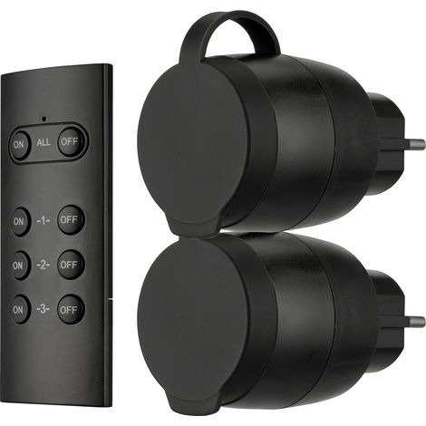 REV Funkschalt-Set IP44 Mini2+1 sw 0085600503 Funk-Steckdosen-Set 3teilig Außenbereich 3680 W (1/6)