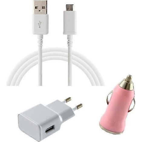 [Compatible avec A2 Lite] Kit de charge 3 en 1 - Câble de données - Chargeur - Chargeur mural - Chargeur de voiture (Rose) (1/5)