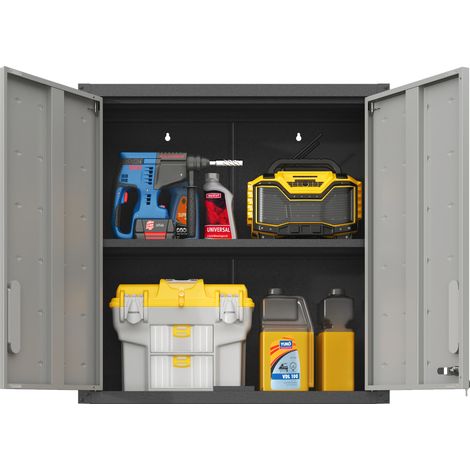 Armoire en métal à fixer au mur, dotée d'une serrure et d'une étagère - Solide, écologique, parfaite pour atelier, garage et bureau - Sans bois, exempt de formaldéhyde, adaptée aux familles et animaux