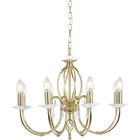 Elstead Aegean - Lampadario a 8 luci con finitura in ottone lucido, attacco E14 (1/4)