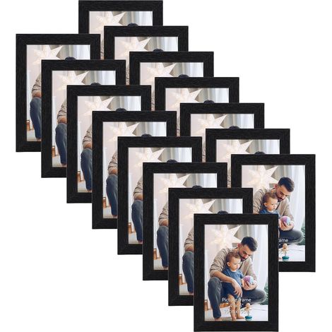 Cadre Photo 10x15 Lot de 15, Cadre Photo Noir en MDF pour montage mural ou pose sur la table, pour Chambre Bureau Salon et Gallerie (1/5)