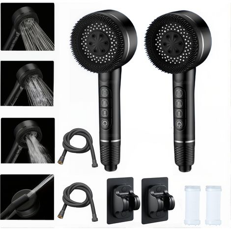 Fuleadture Premium 2-Piece Shower Head Set: Chrome Finish, Powerful Spray, Filter Included, 1.5m Hose, Grey (1/5)