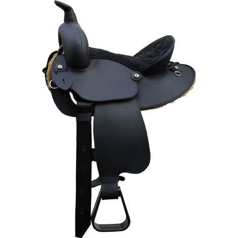 Sella western in cuoio sintetico con gonna stondata e arcione misura pony