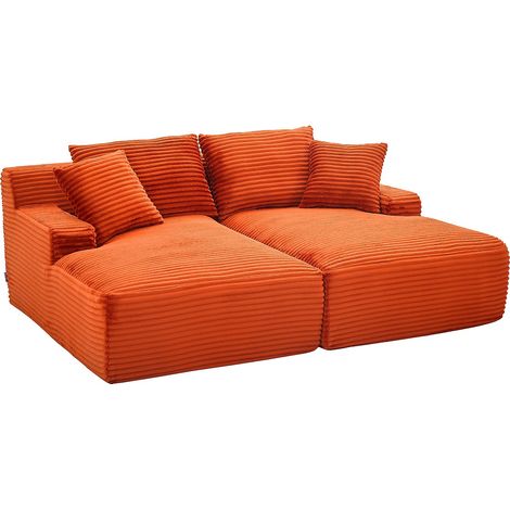 Divano 3 posti comfort con seduta profonda in velluto a coste grosse terracotta - DONILIA