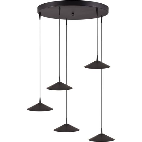 Lampe suspendue à 5 lumières Ceppo Noir Ø rond 22cm - 2152-05-81-50-5-22 (1/3)