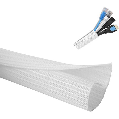 Organisateur de câbles de 2 mètres, goulotte de gestion des câbles, cache-câbles tressé à velcro, protection pour téléviseurs, ordinateurs, home cinémas, voitures et bien plus encore. (1/5)