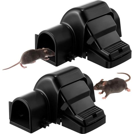 Lot de 2 pièges à rats et souris sans cruauté pour une utilisation intérieure et extérieure, pièges à rats réutilisables, pièges à souris très sensibles et mortels.