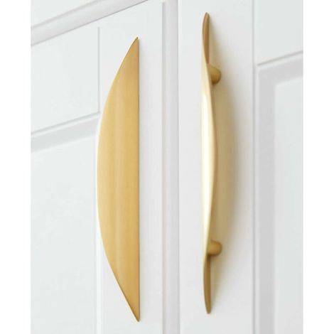 Set of 2 32mm Hole Centers Kitchen Drawer Handle Door Handle Zinc Alloy Handle Modern Gold Finish for Bathroom Cabinet Dresser (1/4)