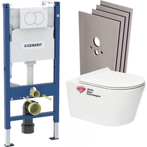 Pack WC suspendu sans bride – Bâti-support Geberit 112cm – Abattant slim softclose – Plaque Delta01 – BREVISGEB3SABO