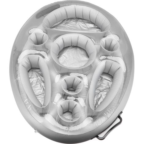 Porte-boissons gonflable en PVC, plateau flottant pour piscine, bac à fruits, vin, téléphone portable, matelas gonflable en forme de glaçon argenté (1/5)
