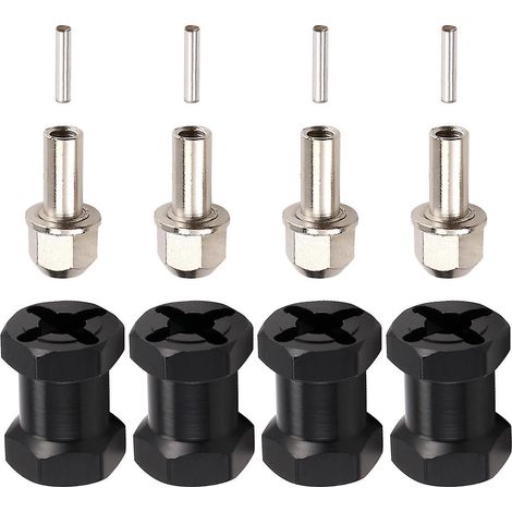Lot de 4 adaptateurs hexagonaux de 12 mm pour moyeu de roue, rallonge de 17 mm, coupleur pour voiture RC 1/10 (crawler SCX10 D90), noir (1/5)