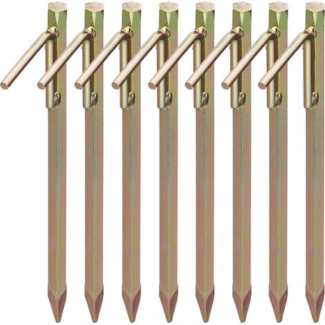 8 x Bodenanker, Erdanker für harte Böden, 30,5 cm, Zeltzubehör, zum Einschlagen, Stahl galvanisiert, Erdnagel, gold