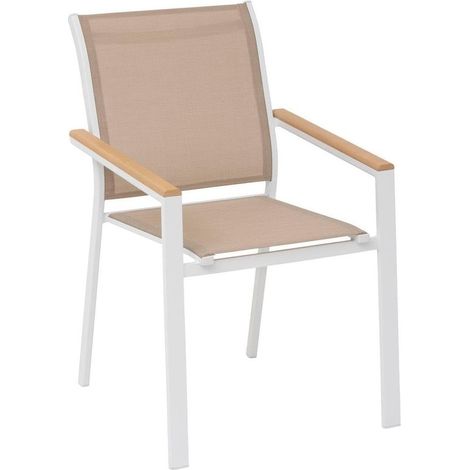 Sedia essentia con braccioli lino-bianco