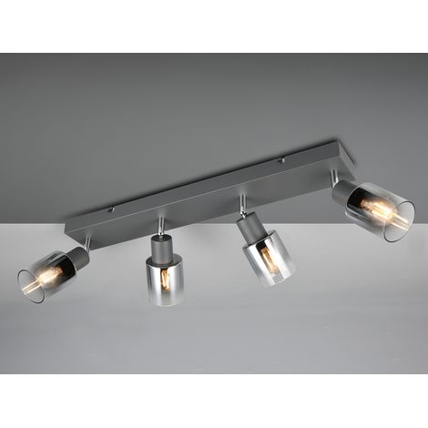 4-flammiger LED Deckenstrahler mit Chrom Glasschirmen, Breite 58cm (1/5)