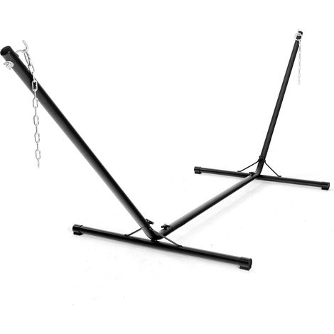 Soporte para Hamaca de Metal 325 x 100 x 106 cm Carga 150 kg Cadena Ajustable con Ganchos para Interior Exterior Negro 200001132