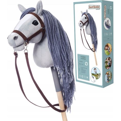 Caballo de juguete A4  Caballo de palo  Caballo gris  + juego de accesorios (1/5)