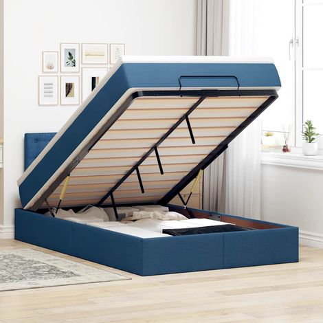 vidaXL Lit ottoman avec matelas bleu 120x200 cm tissu (1/5)