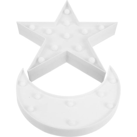 2 pièces Veilleuse LED Lune et Étoile Blanche Lampe Chevet (1/5)