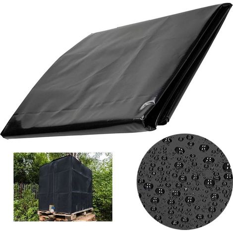 Cover for 800L IBC tank, 120x80x116 cm, made of grey 210D Oxford fabric, protective cover resistant to rain, dust, sun and outdoor conditions for water tank (1/2)