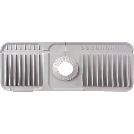 Alfombrilla de silicona para desagüe de fregaderos de cocina y baño - Resistente a altas temperaturas, antideslizante, para encimera, mejora el drenaje - Gris (1/5)